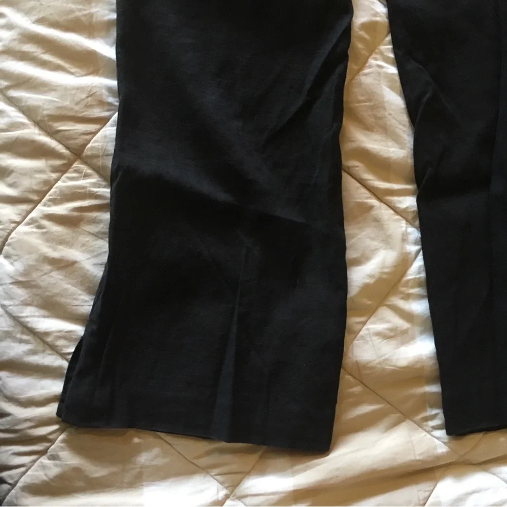 Banana Republic Martin Linen Blend Black Pants with Button Detail Size 4 Long